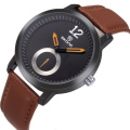 SKONE 9240 Orange Black Brown Leather Strap Quartz Men Watch